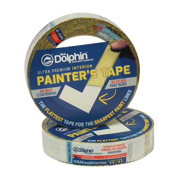 Blue Dolphin Blue Dolphin Washi .94 in. W X 60 yd L Yellow Medium Strength Interior Painter's Tape 1 pk TPWASHISP2 0100 - main